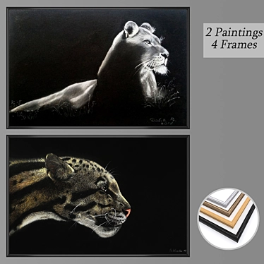 Versatile Set of Wall Paintings & Frames 3D model image 1 