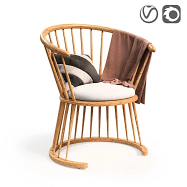 Natural Elegance: Raggi Oak Armchair 3D model image 1 