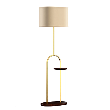 Gustav Floor Lamp: Modern Elegance in Brass & Walnut 3D model image 1 