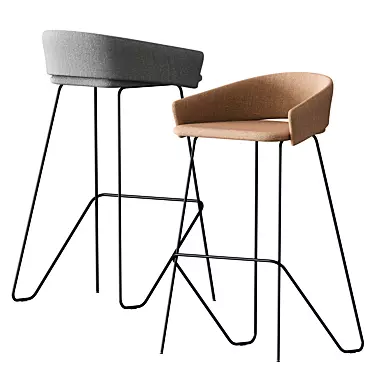 Kimmi Wave Stool: Fun and Stylish Seating 3D model image 1 