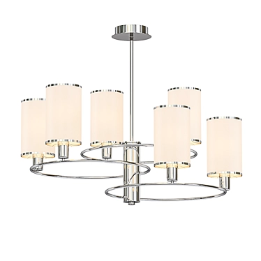 Round Horn Chandelier with Fabric Shades 3D model image 1 