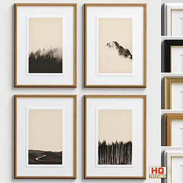 Sepia Nature Framed Print Set 3D model image 1 