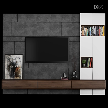 Modular TV Wall: High-Quality, Editable Design 3D model image 1 