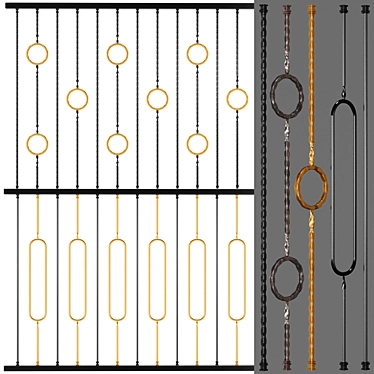 Elegant Wrought Iron Fence 3D model image 1 