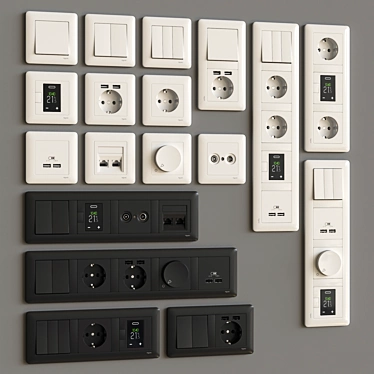 Schneider Exxact Primo: Stylish & Versatile Electrical Switches & Sockets 3D model image 1 