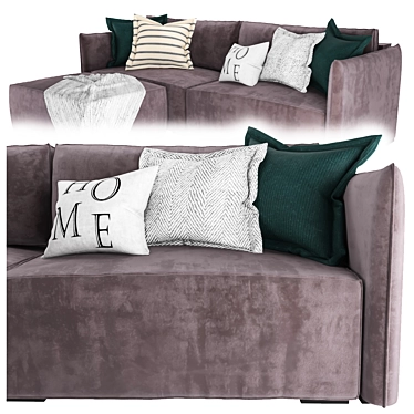 Modern Grey Velvet Sofa 3D model image 1 