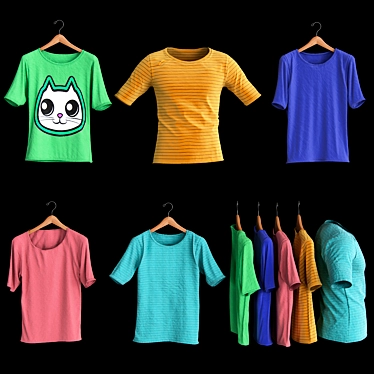 5-Piece T-Shirt Set: Versatile & High-Quality 3D model image 1 