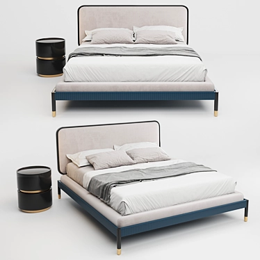 Elegant Plisse Bed by Pianca 3D model image 1 