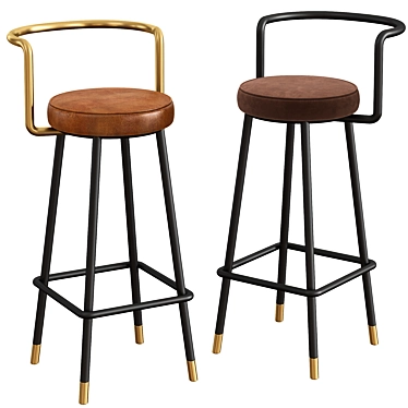 Sleek & Stylish Block-Ba Barstool 3D model image 1 