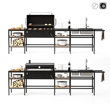 Gourmet Black BBQ Grill 3D model image 1 