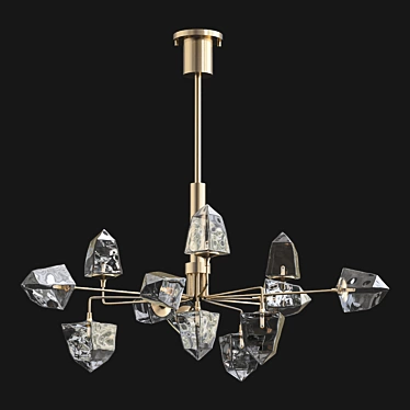 Frosty Modern Metal Chandelier 3D model image 1 