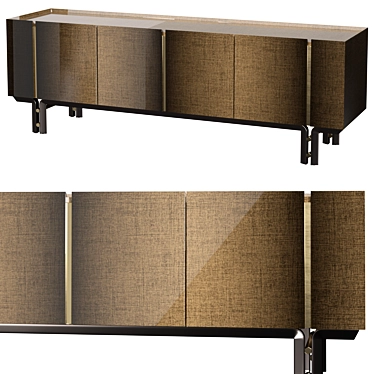 Elegant Oak Sideboard with Brass Accents 3D model image 1 