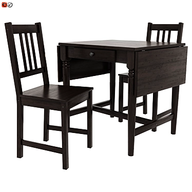 Elegant Black Dining Set 3D model image 1 