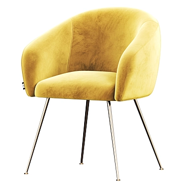 Luxury Velvet Gold Legs Chair 3D model image 1 