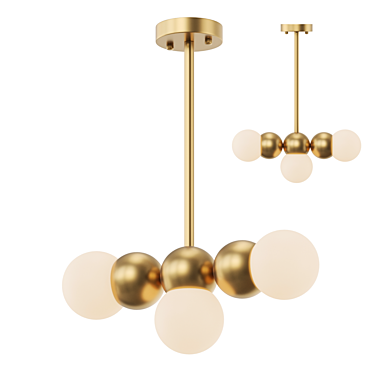 Scandinavian Style Lamp with Ball-shaped Shades 3D model image 1 