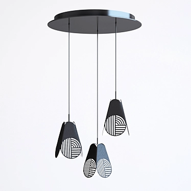 Elegant Trio Pendant Light 3D model image 1 