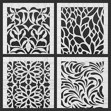 Decorative Carved Panels Set 3D model image 1 