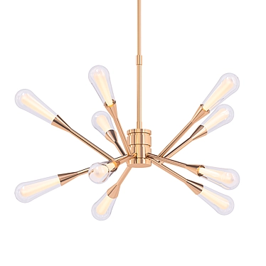 Elegant Gold LED Chandelier 3D model image 1 