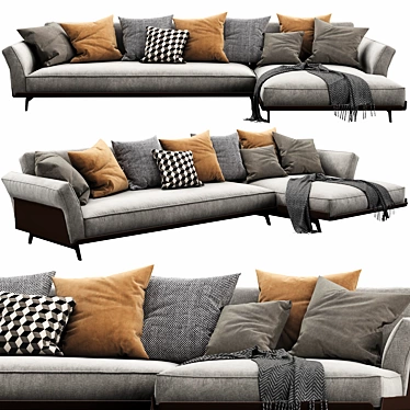 Flexform Este Chaise Lounge: Sleek Luxury Relaxation 3D model image 1 