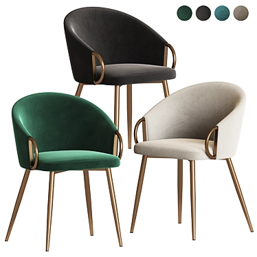 Elegant Velvet Dining Chair 3D model image 1 