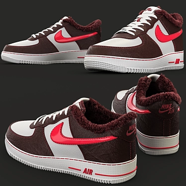 NikeAF1 Winter Fur Sneakers 3D model image 1 