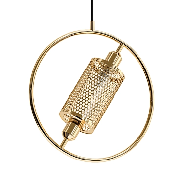 Sleek Brass Hoop Pendant Light 3D model image 1 