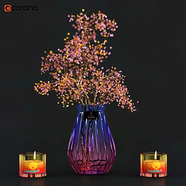 Fragrant Blossom: Flower Pot with Candle 3D model image 1 