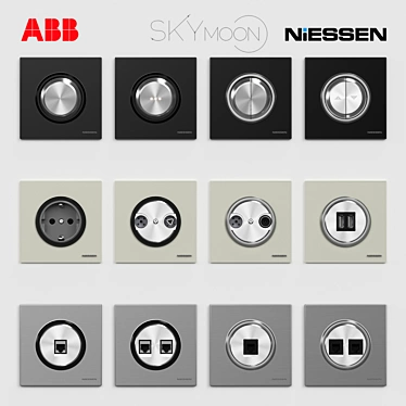 Elegant ABB Niessen SKY Moon Electrical Switches and Sockets 3D model image 1 