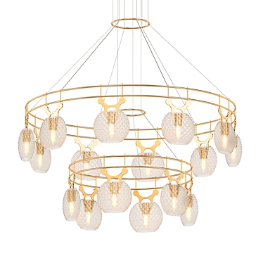 Golden Ripple Glass Ring Chandelier 3D model image 1 