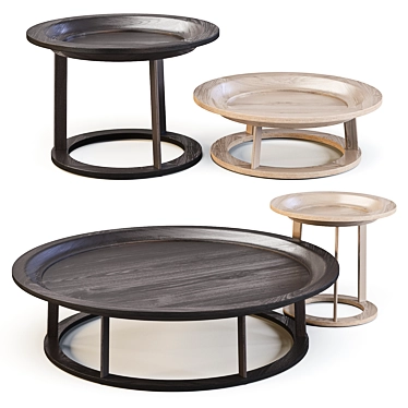 Obi Coffee & Side Table Set: Elegant Asian-inspired Design 3D model image 1 