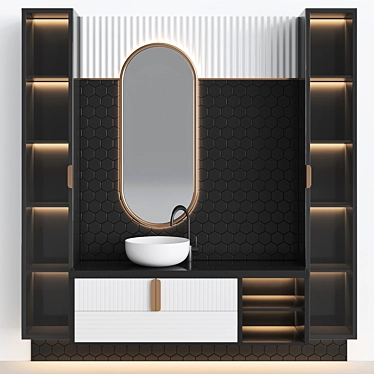 Elegant Bathroom Furniture Set 3D model image 1 