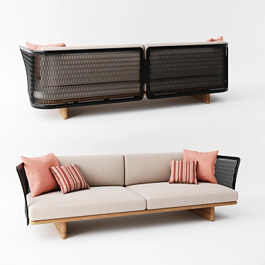 Sleek Mesh 3 Seater Sofa 3D model image 1 