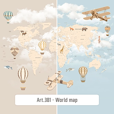 World Map Wallpapers - Art.N2-381 3D model image 1 