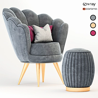 Sleek 2015 Armchair: Deephouse Cozy Comfort 3D model image 1 