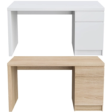 Modern Oak Writing Desk - Malm 3D model image 1 