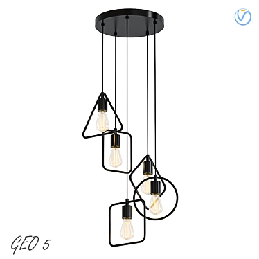 Geo 5 Pendant: Industrial Elegance 3D model image 1 