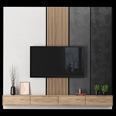 Ultra High Res TV Wall 34: Editable & Render-Ready 3D model image 1 