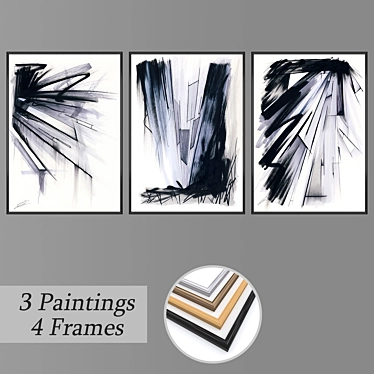 Elegant Wall Art Set with Multiple Frames 3D model image 1 