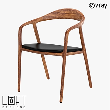 LoftDesigne 2425: Modern Wood & Eco Leather Chair 3D model image 1 