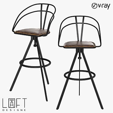 LoftDesign 3531 Metal and Leather Bar Stool 3D model image 1 