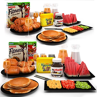 Morning Bliss: Complete Breakfast Set 3D model image 1 