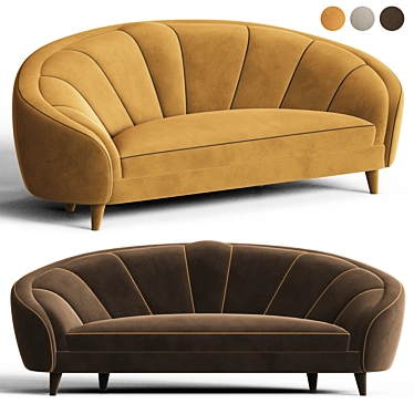 Elegant Ruby Velvet Sofa 3D model image 1 