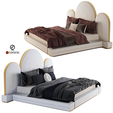 Crescent Arch Bed: Master Bedroom Elegance 3D model image 1 