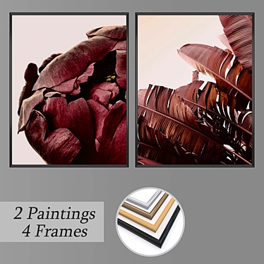 Abstract Art Set: 2 Paintings, 4 Frame Options 3D model image 1 