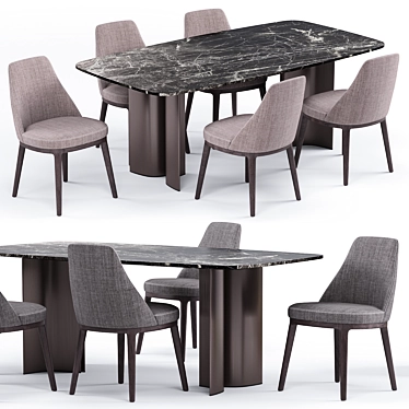 Sleek Lucylle Dining Chair & Gullwing Table Set 3D model image 1 