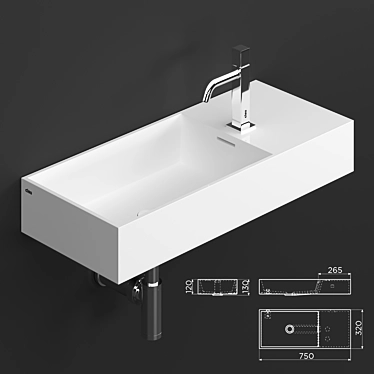 Clou Wash Me Aluite Washbasin 3D model image 1 