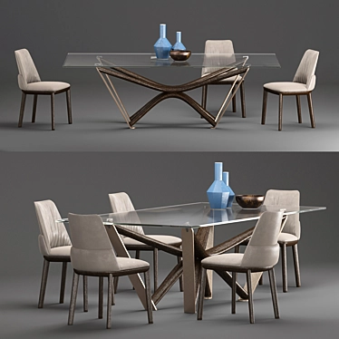 Elegant Marathon Dining Set 3D model image 1 