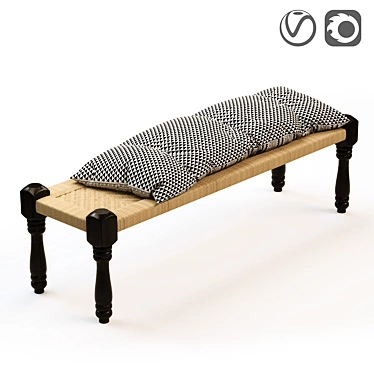 Indian Style Bench: Adas - The Perfect Blend of Wood and Rope 3D model image 1 
