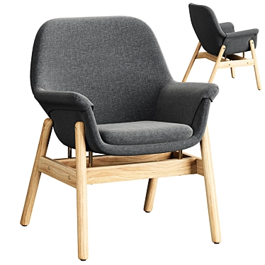 VEDBO Wooden Chair - Classic Gray Upholstery 3D model image 1 