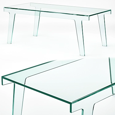 Sleek Glass Faint Dining Table 3D model image 1 